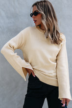 Load image into Gallery viewer, Slit Cuff Round Neck Long Sleeve Sweater
