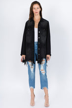 Load image into Gallery viewer, American Bazi Distressed Frayed Hem Denim Jacket
