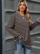 Load image into Gallery viewer, Striped Round Neck Long Sleeve T-Shirt
