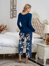 Load image into Gallery viewer, Round Neck Top and Printed Pants Lounge Set
