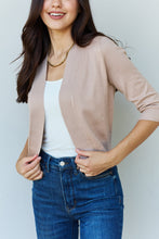 Load image into Gallery viewer, Doublju My Favorite Full Size 3/4 Sleeve Cropped Cardigan in Khaki
