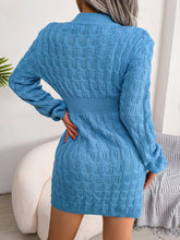 Load image into Gallery viewer, Cable-Knit Round Neck Mini Wrap Sweater Dress
