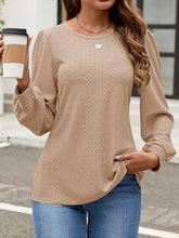 Load image into Gallery viewer, Eyelet Round Neck Long Sleeve Top
