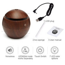 Load image into Gallery viewer, USB Aroma Essential Oil Ultrasonic Cold Steam Diffuser Air Humidifier Purifier 7 Color Change LED Night Light for Home Office
