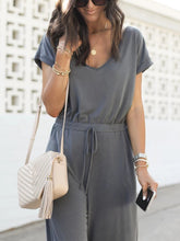 Load image into Gallery viewer, V-Neck Short Sleeve Jumpsuit
