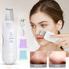 Load image into Gallery viewer, Ultrasonic Skin Scrubber Deep Face Cleaning Machine Peeling Shovel Facial Pore Cleaner Face Skin Scrubber Lift Beauty Instrument Ultrasonic Facial Scrubber Pore Blackhead Remover Spatula Deep Skin Spa
