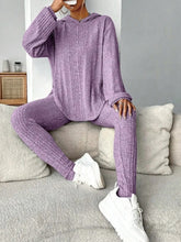 Load image into Gallery viewer, Round Neck Dropped Shoulder Hoodie and Pants Set
