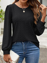 Load image into Gallery viewer, Eyelet Round Neck Long Sleeve Top
