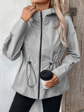 Load image into Gallery viewer, Ivy Lane Drawstring Zip Up Hooded Jacket
