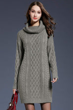 Load image into Gallery viewer, Woven Right Full Size Mixed Knit Cowl Neck Dropped Shoulder Sweater Dress
