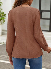 Load image into Gallery viewer, Eyelet Round Neck Long Sleeve Top
