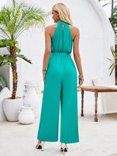 Load image into Gallery viewer, Ruched Slit Tied Sleeveless Jumpsuit
