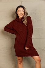 Load image into Gallery viewer, Woven Right Full Size Mixed Knit Cowl Neck Dropped Shoulder Sweater Dress
