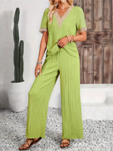 Load image into Gallery viewer, V-Neck Short Sleeve Top and Pants Set
