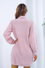 Load image into Gallery viewer, Buttoned Turtleneck Long Sleeve Sweater Dress
