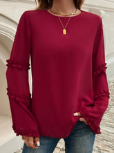 Load image into Gallery viewer, Devine Frill Round Neck Long Sleeve Top
