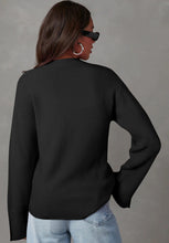 Load image into Gallery viewer, Slit Cuff Round Neck Long Sleeve Sweater
