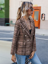 Load image into Gallery viewer, Full Size Plaid Lapel Collar Blazer
