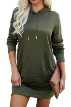 Load image into Gallery viewer, Drawstring Long Sleeve Hooded Mini Dress
