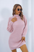 Load image into Gallery viewer, Buttoned Turtleneck Long Sleeve Sweater Dress
