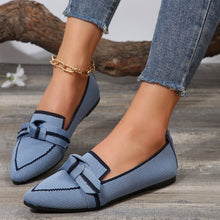 Load image into Gallery viewer, Bow Contrast Trim Point Toe Loafers
