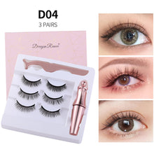 Load image into Gallery viewer, Natural Long Lasting Magnetic Liquid Eyeliner &amp; Magnetic False Eyelashes &amp; Tweezer Set Make up Set
