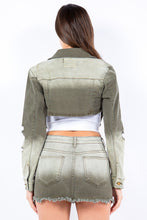 Load image into Gallery viewer, American Bazi Distressed Ombre Washed Cropped Denim Jacket
