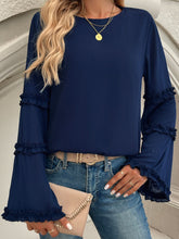 Load image into Gallery viewer, Devine Frill Round Neck Long Sleeve Top
