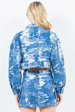 Load image into Gallery viewer, American Bazi Jacquard Trim Cropped Denim Jacket
