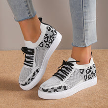 Load image into Gallery viewer, Lace-Up Leopard Flat Sneakers
