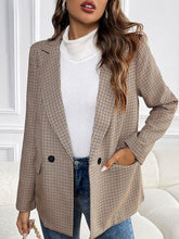 Load image into Gallery viewer, Perfee Plaid Lapel Collar Long Sleeve Blazer
