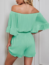 Load image into Gallery viewer, Off-Shoulder Flounce Sleeve Romper
