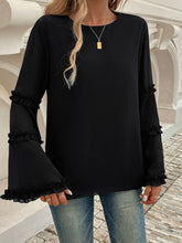 Load image into Gallery viewer, Devine Frill Round Neck Long Sleeve Top
