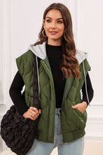 Load image into Gallery viewer, Drawstring Zip Up Hooded Vest Coat
