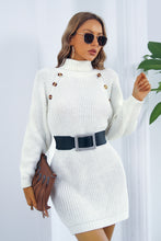 Load image into Gallery viewer, Buttoned Turtleneck Long Sleeve Sweater Dress
