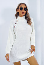 Load image into Gallery viewer, Buttoned Turtleneck Long Sleeve Sweater Dress
