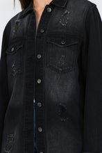 Load image into Gallery viewer, American Bazi Distressed Frayed Hem Denim Jacket
