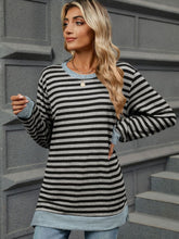 Load image into Gallery viewer, Striped Round Neck Long Sleeve T-Shirt
