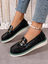 Load image into Gallery viewer, PU Leather Buckle Trim Loafers
