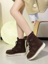 Load image into Gallery viewer, Faux Fur Lace Up Round Toe Boots
