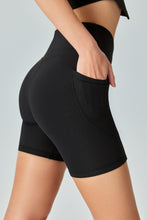 Load image into Gallery viewer, V-Waist Ribbed Sports Biker Shorts with Pockets
