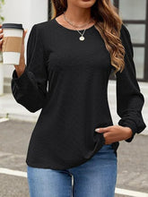 Load image into Gallery viewer, Eyelet Round Neck Long Sleeve Top
