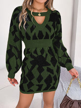 Load image into Gallery viewer, Contrast Round Neck Cutout Long Sleeve Mini Sweater Dress
