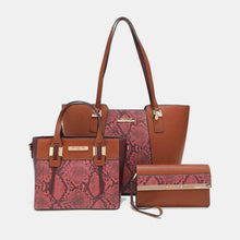 Load image into Gallery viewer, Nicole Lee USA 3-Piece Snake Print Handbag Set
