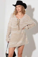 Load image into Gallery viewer, Thinkable Mixed-Stitch Front Tie Sweater Dress
