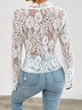 Load image into Gallery viewer, Tied V-Neck Long Sleeve Lace Top
