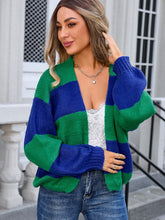 Load image into Gallery viewer, Striped Open Front Dropped Shoulder Cardigan
