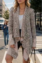 Load image into Gallery viewer, Leopard Open Front Long Sleeve Cover-Up
