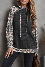 Load image into Gallery viewer, Leopard Color Block Raglan Sleeve Hoodie
