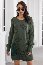 Load image into Gallery viewer, Dinosaur Pattern V-Neck Sweater Dress
